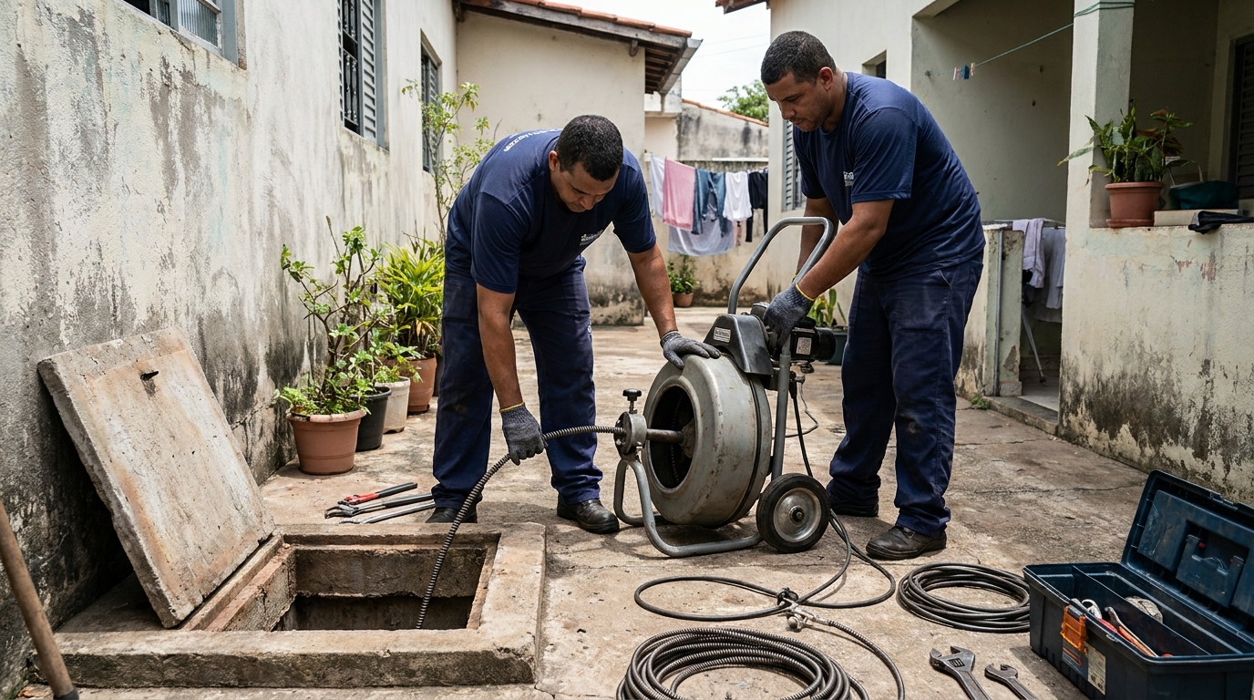 Desentupimento de rede de esgoto em Petrópolis‑RJ