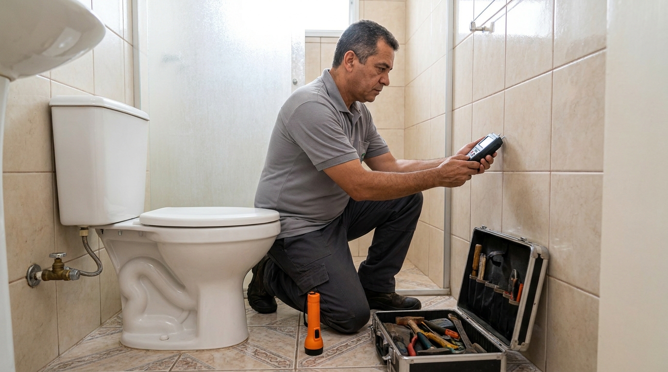 Técnico de caça vazamento com detector em Petrópolis‑RJ